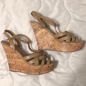 Tan strapy wedges